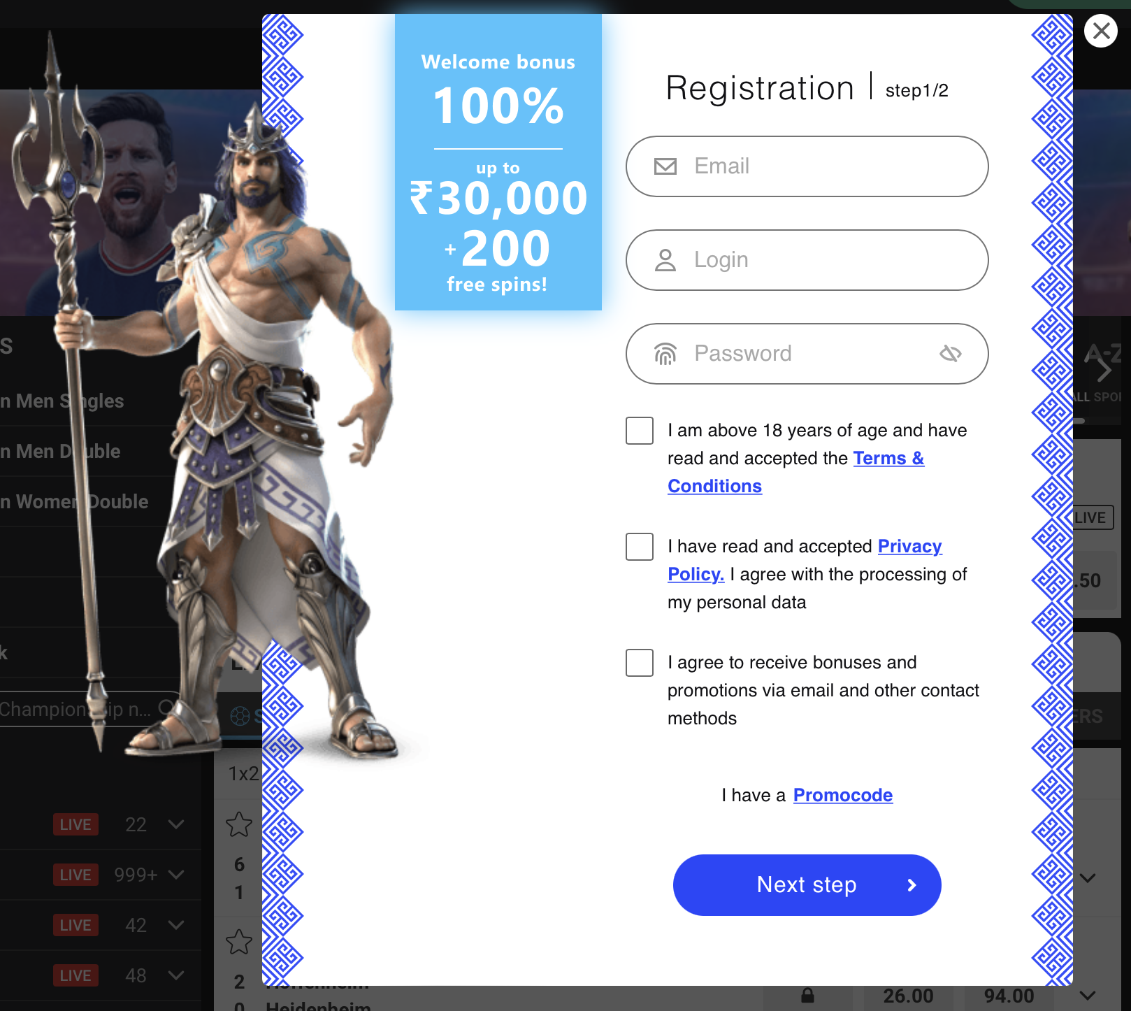 Librabet registration and payment screenshot.
